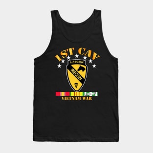 1st  Cav - Recon w Abn Tab - VN War SVC Ribbons Tank Top